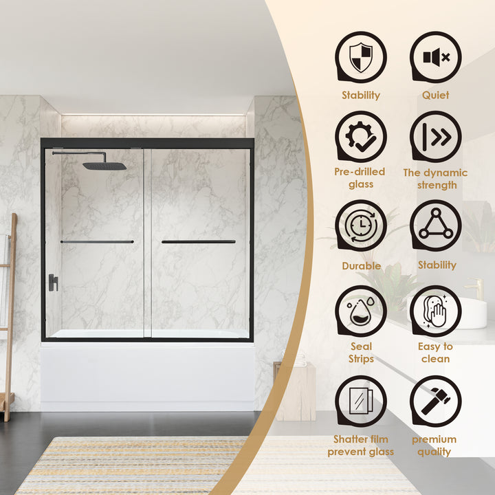 Ennis 60" W x 58" H By Pass Framed Tub Door