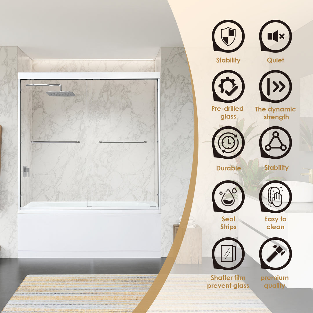 Ennis 60" W x 58" H By Pass Framed Tub Door