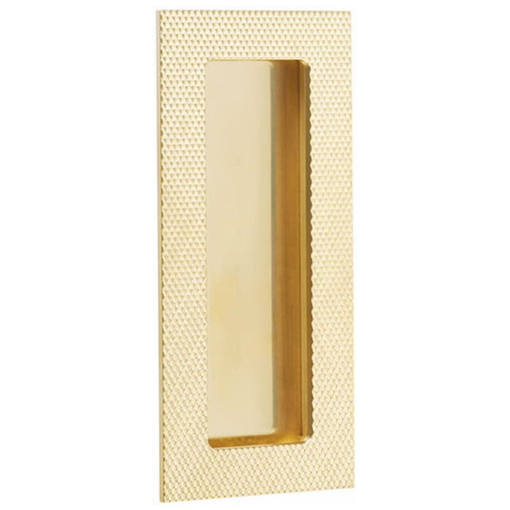 Modern Cabinet Hardware Collection 7" Modern Rectangular Knurled with Plain Pocket Flush Pull by Emtek