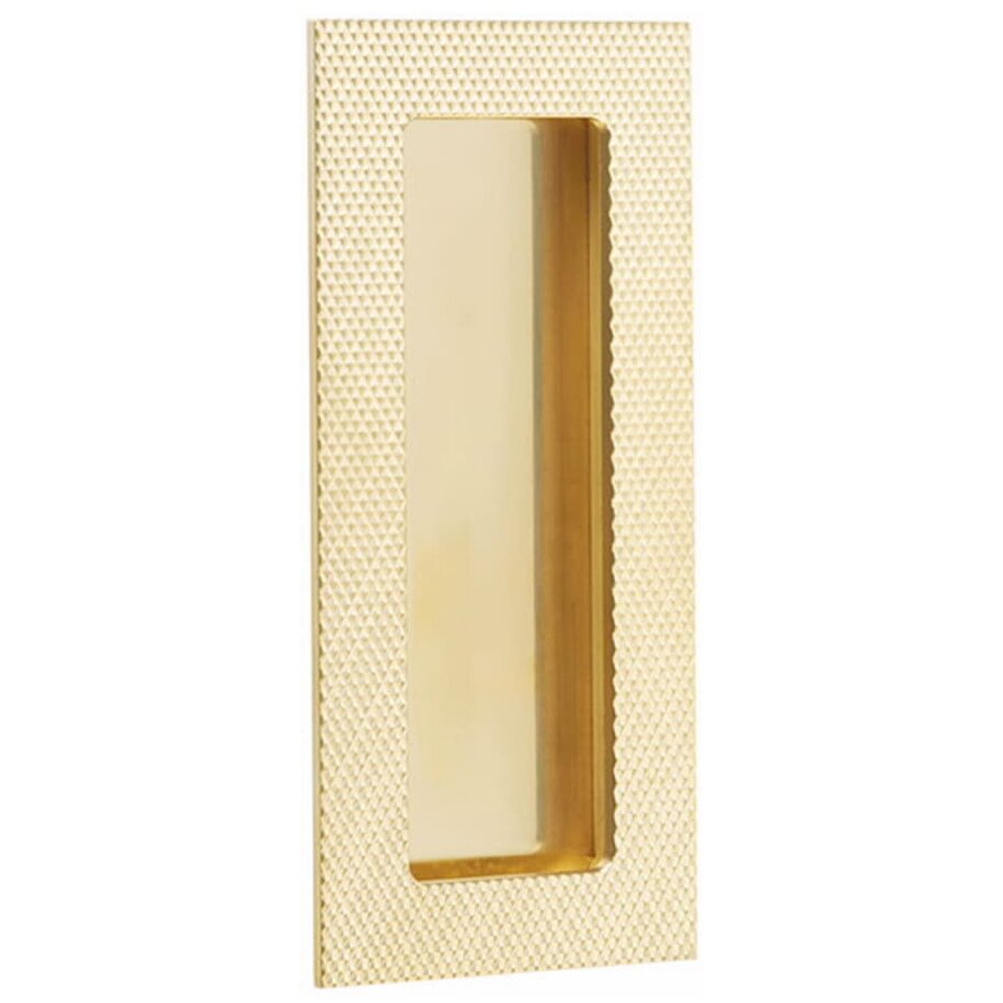 Modern Cabinet Hardware Collection 4" Modern Rectangular Knurled with Plain Pocket Flush Pull by Emtek