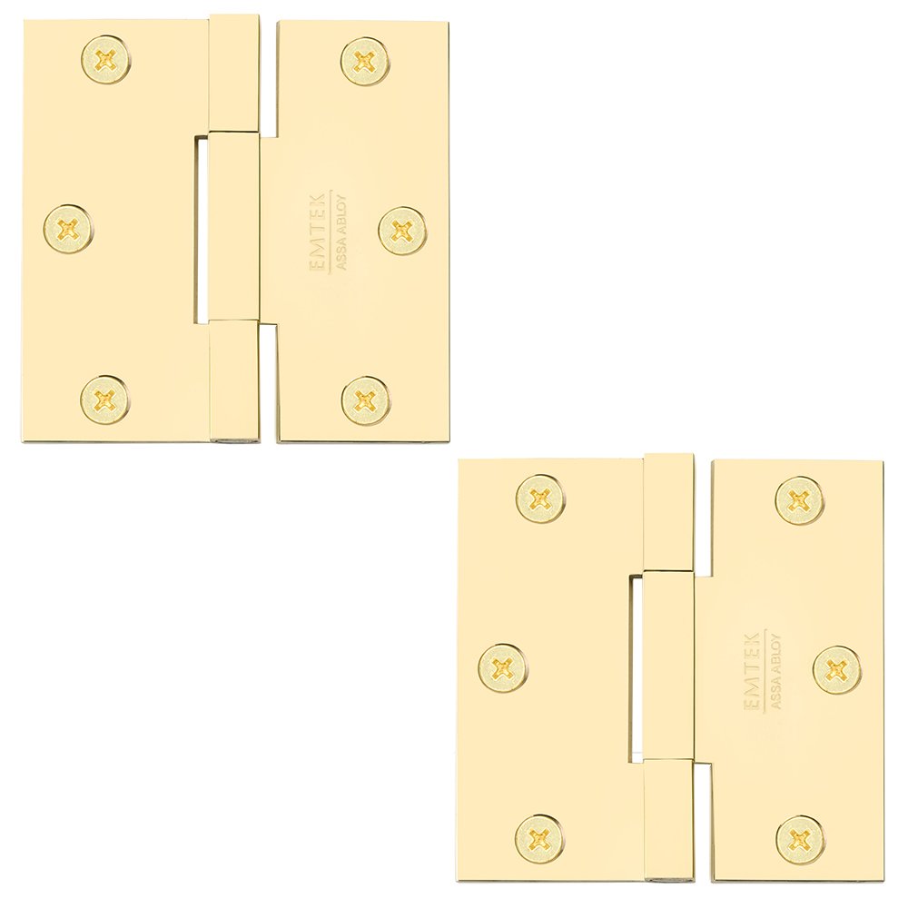 Door Hinges Collection 4 1/2" x 4 1/2" Thin Leaf Square Solid Brass Heavy Duty Thin Leaf Square Barrel Hinges (Sold In Pairs) by Emtek
