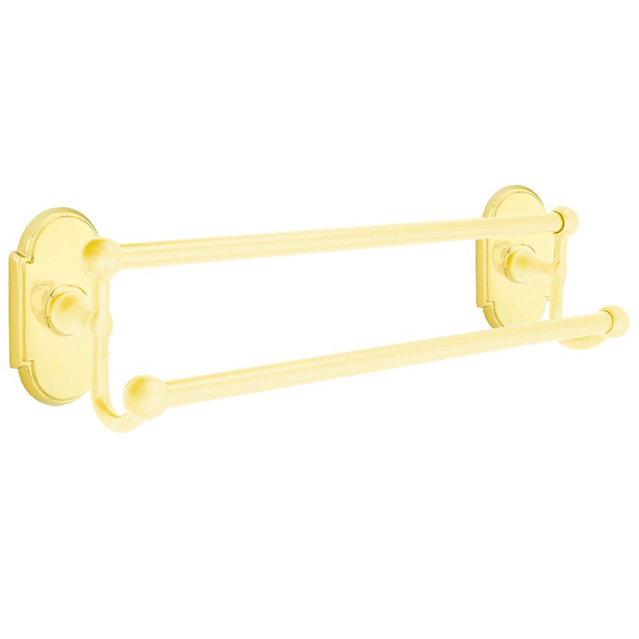 Traditional Brass Collection 18" Double Towel Bar with #8 Rose  by Emtek