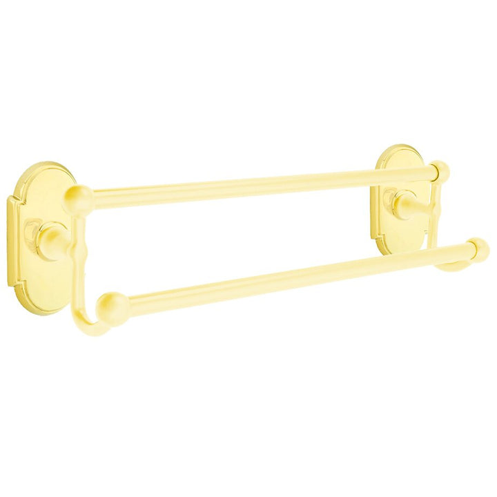 Traditional Brass Collection 18" Double Towel Bar with #8 Rose  by Emtek