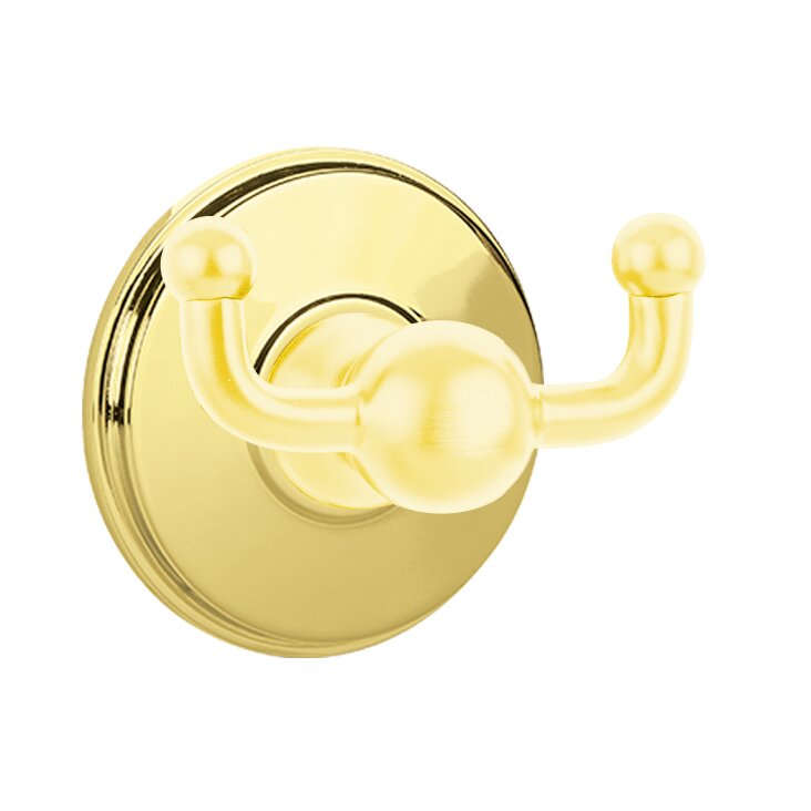 Traditional Brass Collection Double Hook with Watford Rosette by Emtek