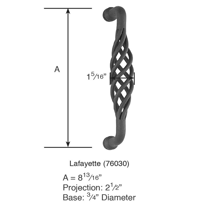 Wrought Steel Collection Lafayette 8" Centers Concealed Surface Mount Door Pull  by Emtek