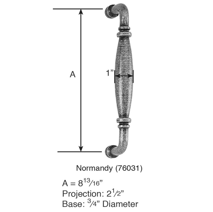 Wrought Steel Collection Normandy 8" Centers Concealed Surface Mount Door Pull  by Emtek