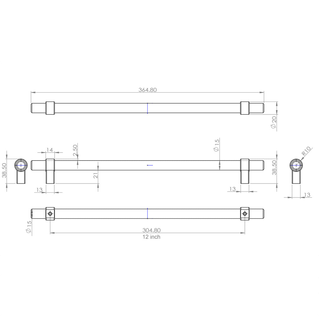 Berenson Cabinet Hardware Radial Reign Collection 18" Centers Uptown Appeal  Appliance Pull