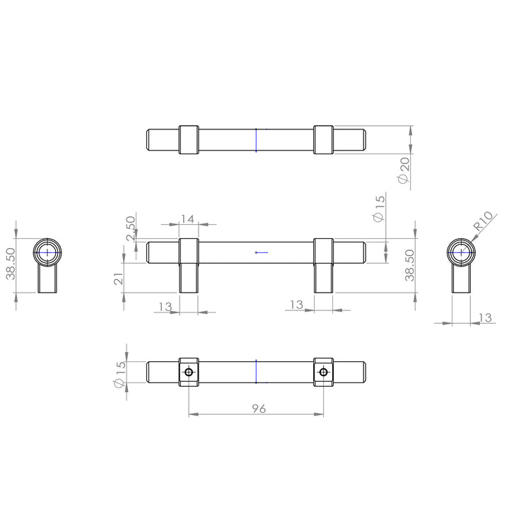 Berenson Cabinet Hardware Radial Reign Collection 96mm Centers Uptown Appeal Pull