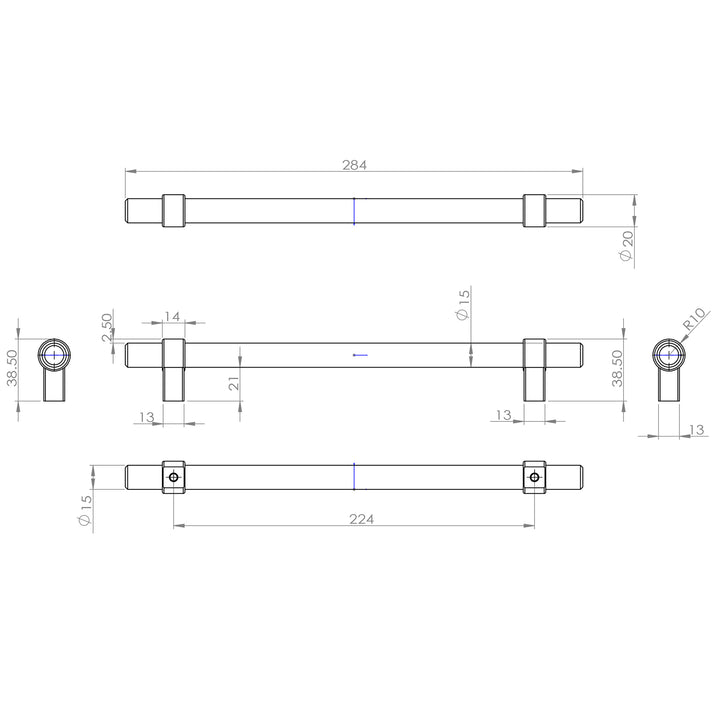 Berenson Cabinet Hardware Radial Reign Collection 224mm Centers Uptown Appeal Pull