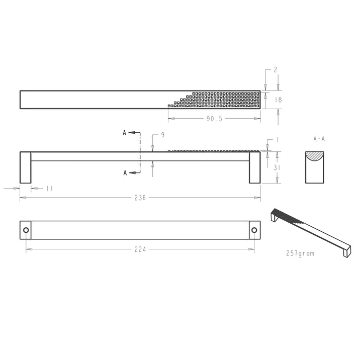 Berenson Cabinet Hardware Roque Collection 8-13/16" Centers Pull