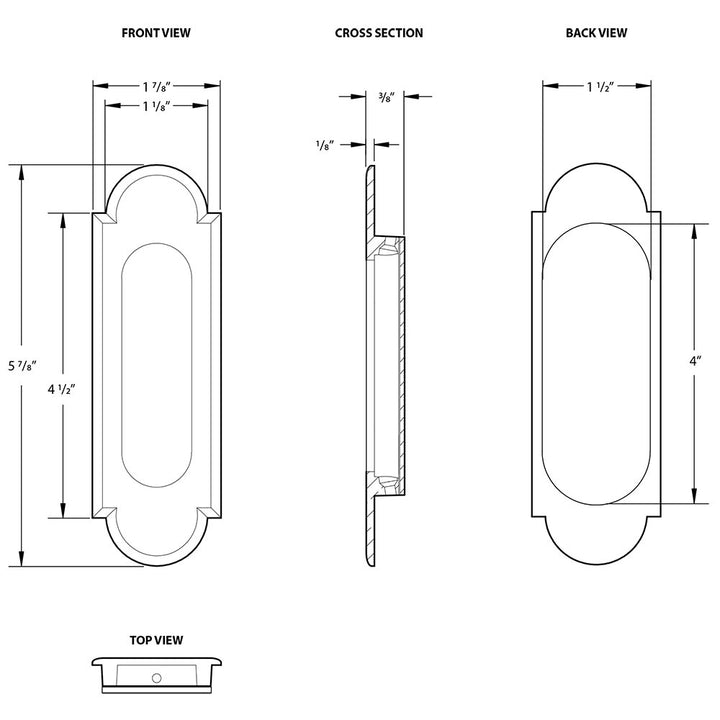 Door Accessories Collection 6" #8 Arch Flush Pull  by Emtek