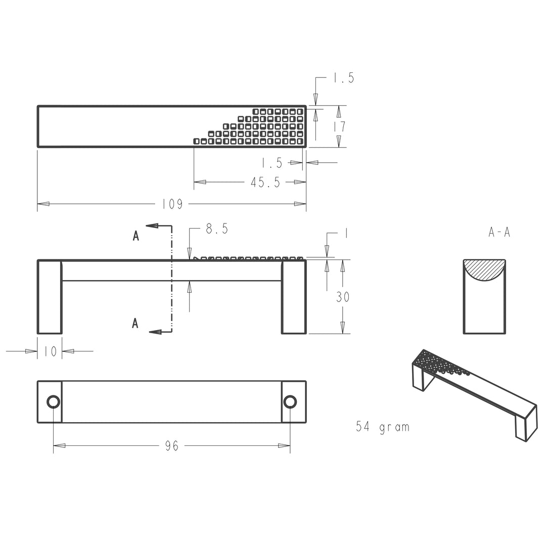 Berenson Cabinet Hardware Roque Collection 3-3/4" Centers Pull