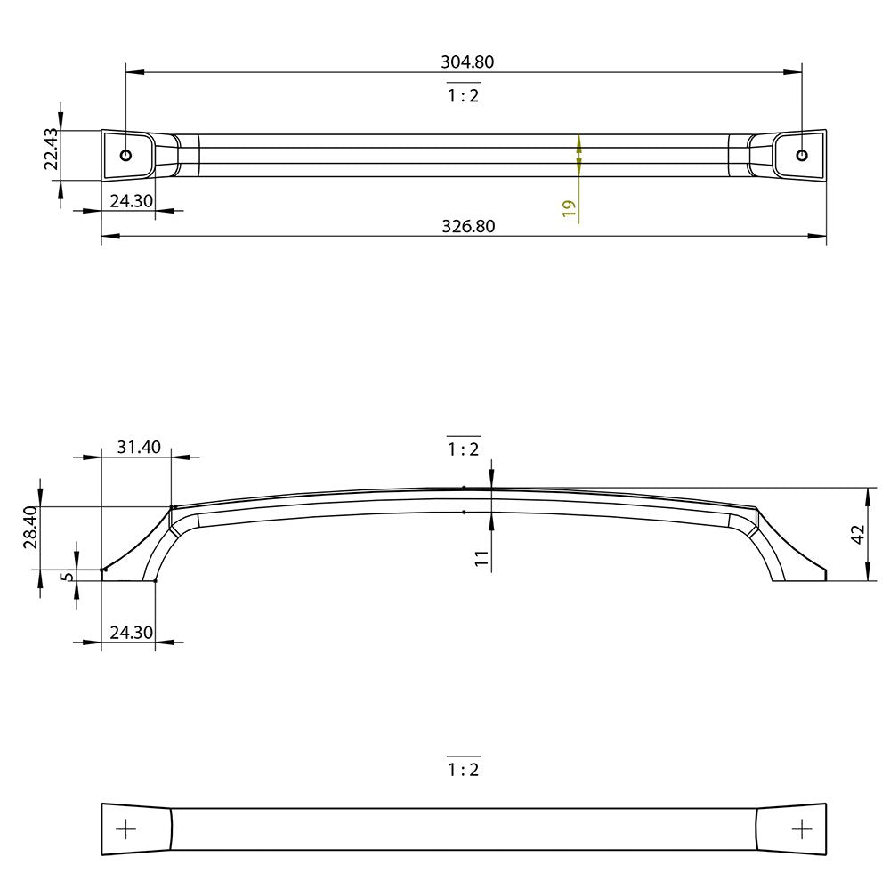 Berenson Cabinet Hardware Epoch Edge Collection 12" Centers Uptown Appeal Appliance Pull