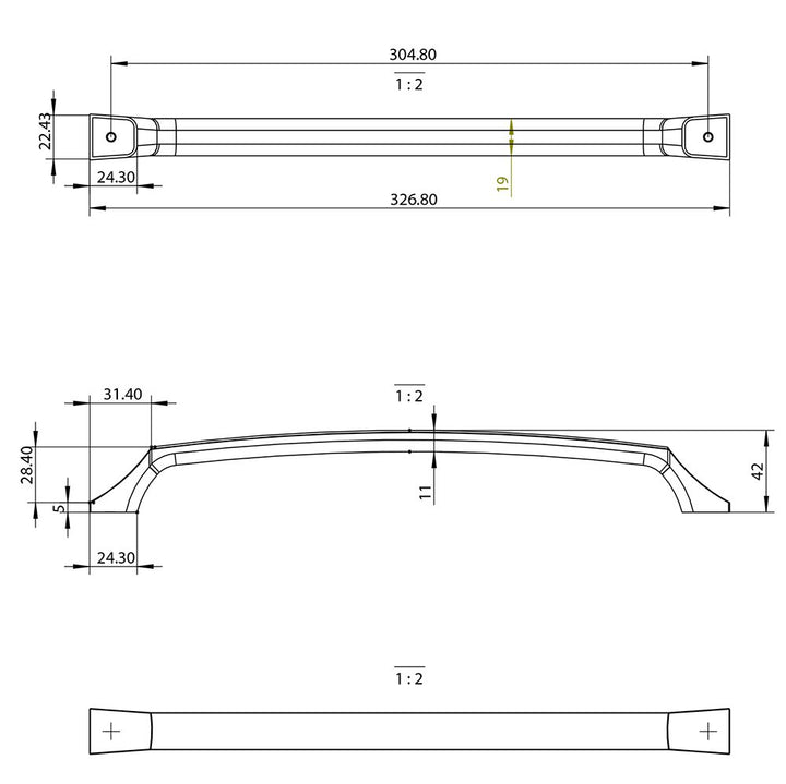 Berenson Cabinet Hardware Epoch Edge Collection 12" Centers Uptown Appeal Appliance Pull