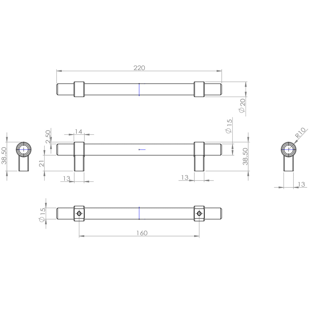 Berenson Cabinet Hardware Radial Reign Collection 160mm Centers Uptown Appeal Pull