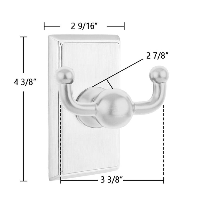 Traditional Brass Collection Rectangular Double Hook  by Emtek