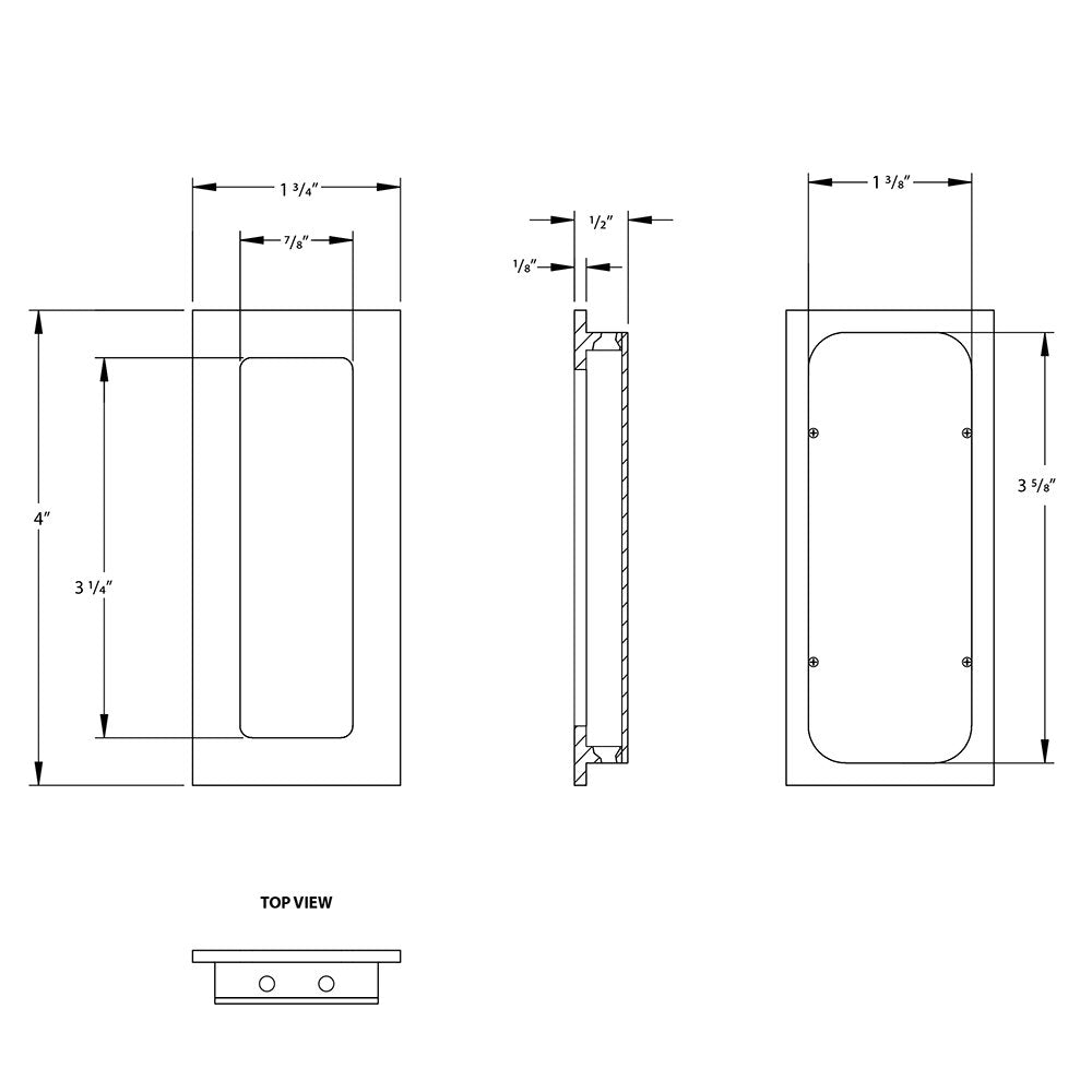 Modern Cabinet Hardware Collection 4" Modern Rectangular Flush Pull by Emtek