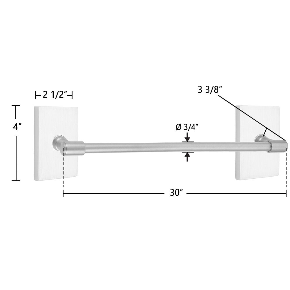 Transitional Brass Collection 30" Towel Bar with Modern Rectangular Rosette  by Emtek