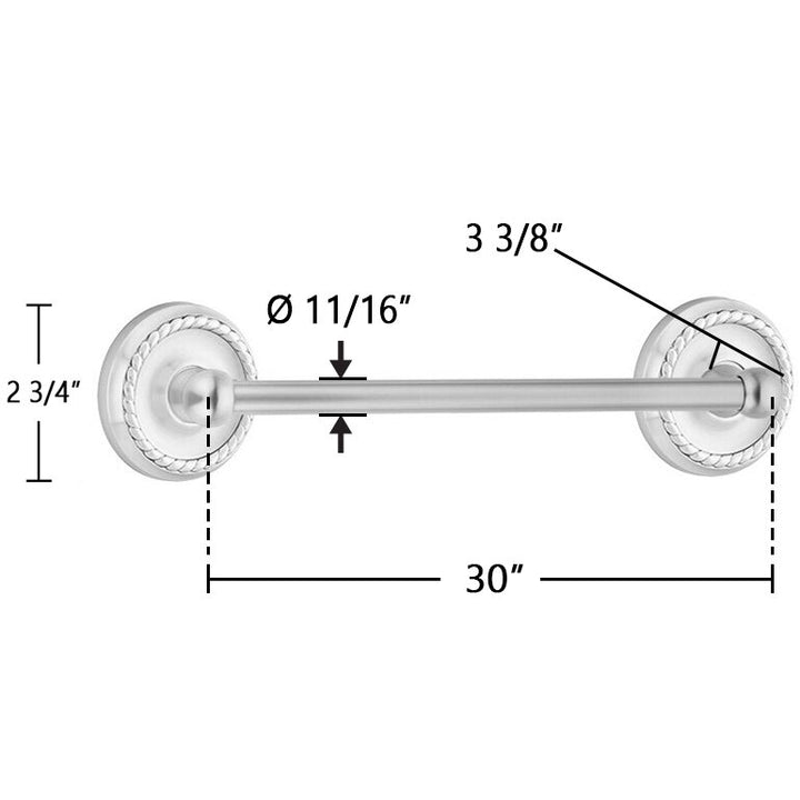 Traditional Brass Collection 30" Single Towel Bar with Rope Rose  by Emtek