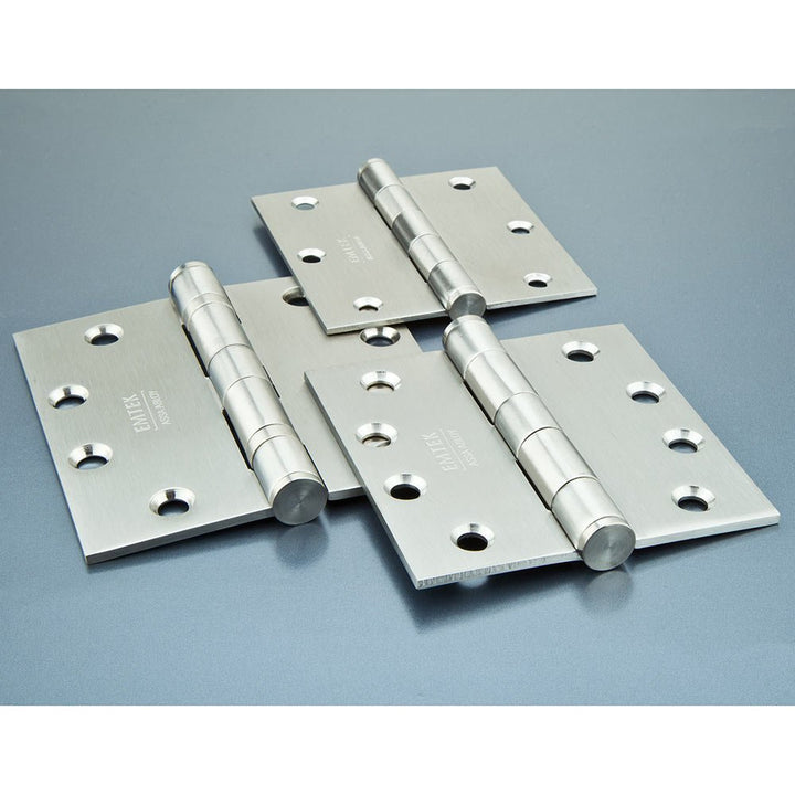 Door Hinges Collection 3-1/2" X 3-1/2" Square Residential Duty Hinge in Brushed Stainless Steel (Sold In Pairs) by Emtek