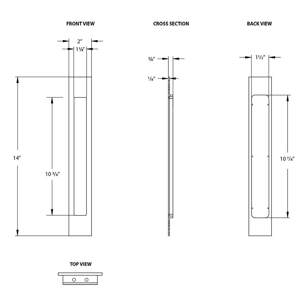 Modern Cabinet Hardware Collection 14" Modern Rectangular Flush Pull  by Emtek