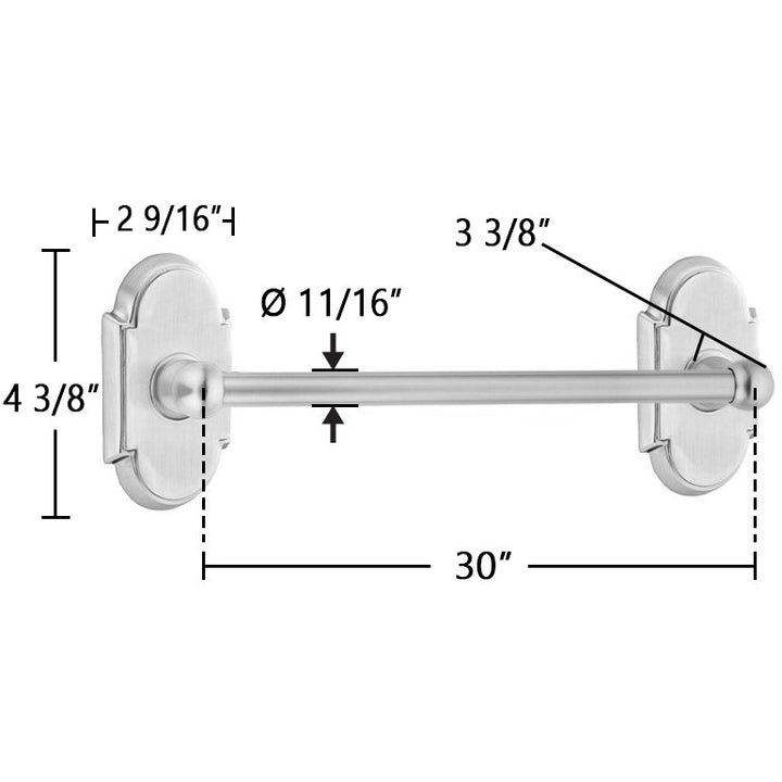 Traditional Brass Collection 30" Single Towel Bar with #8 Rose  by Emtek