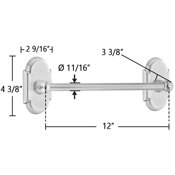 Traditional Brass Collection 18" Single Towel Bar with #8 Rose by Emtek