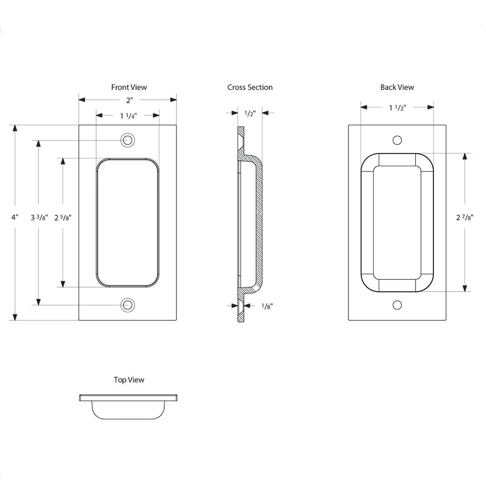 Rustic Modern Cabinet Hardware Collection 4" Modern Rectangular Flush Pull  by Emtek