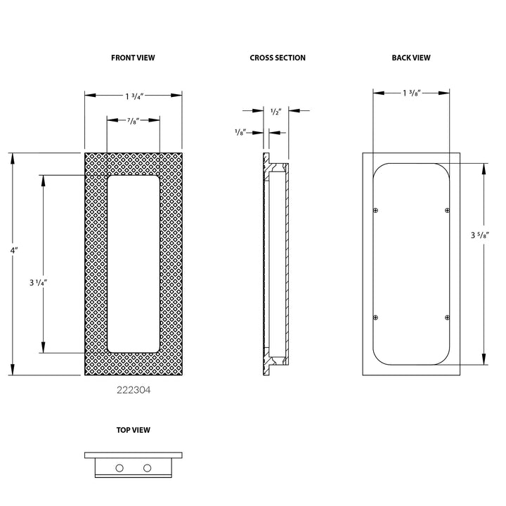 Modern Cabinet Hardware Collection 4" Modern Rectangular Knurled with Plain Pocket Flush Pull by Emtek