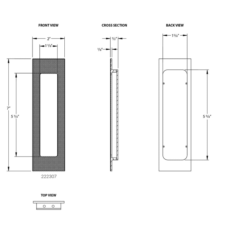 Modern Cabinet Hardware Collection 7" Modern Rectangular Knurled with Plain Pocket Flush Pull by Emtek