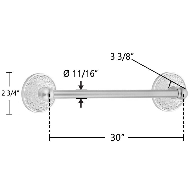 Traditional Brass Collection 30" Single Towel Bar with Lancaster Rose  by Emtek