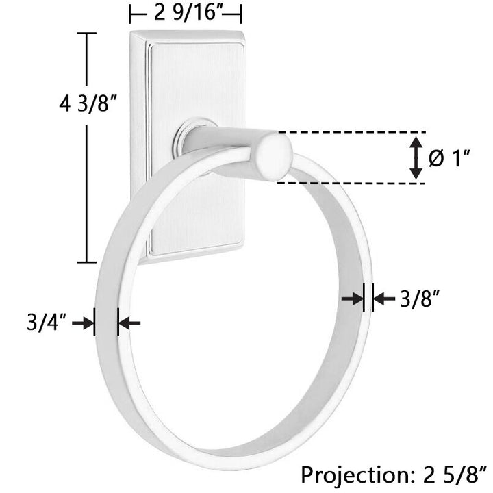 Modern Brass Collection Rectangular Towel Ring by Emtek