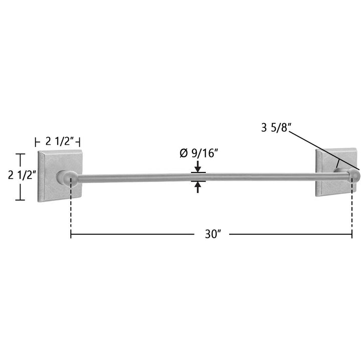 Sandcast Bronze Collection 30" Single Towel Bar with #6 Rose  by Emtek