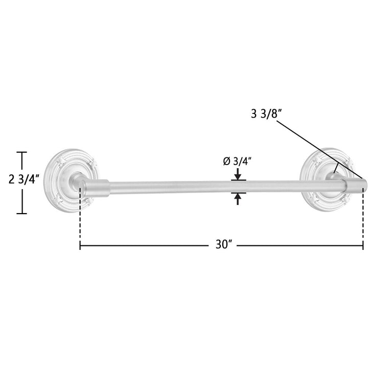 Transitional Brass Collection 30" Towel Bar with Ribbon & Reed Rosette  by Emtek