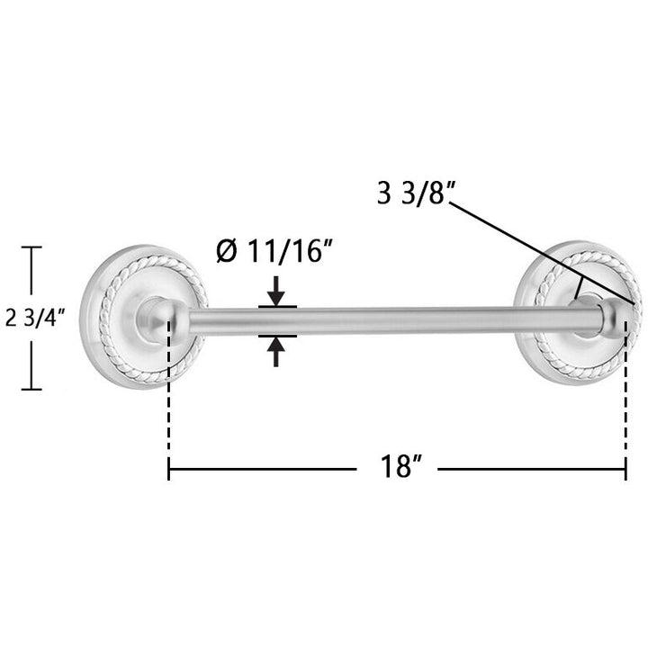 Traditional Brass Collection 18" Single Towel Bar with Rope Rose  by Emtek