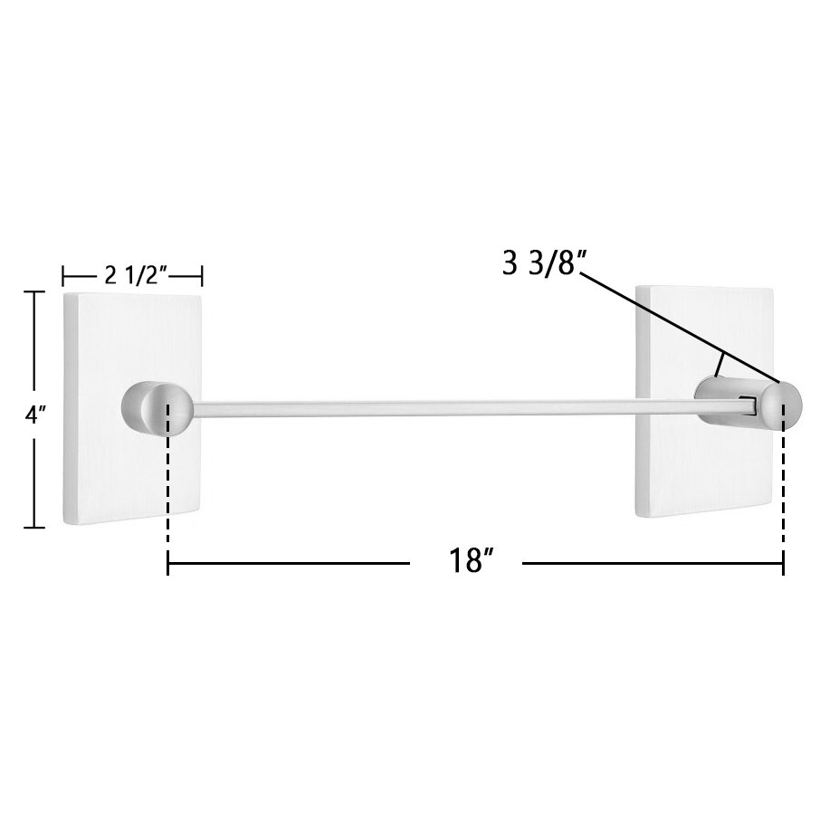 Modern Brass Collection Modern Rectangular 18" Single Towel Bar by Emtek