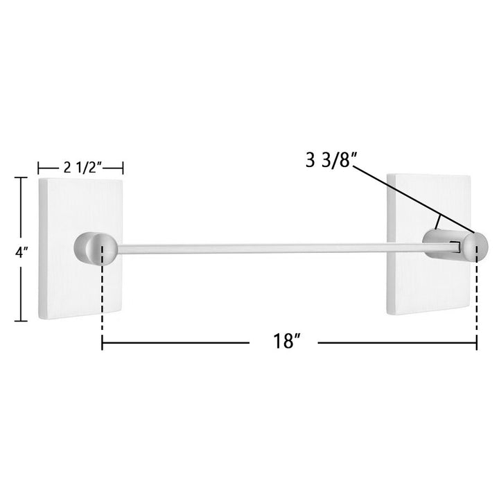 Modern Brass Collection Modern Rectangular 18" Single Towel Bar by Emtek