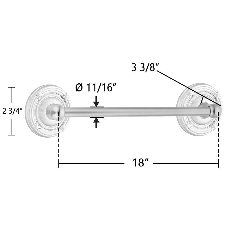Traditional Brass Collection 18" Single Towel Bar with Ribbon & Reed Rose by Emtek