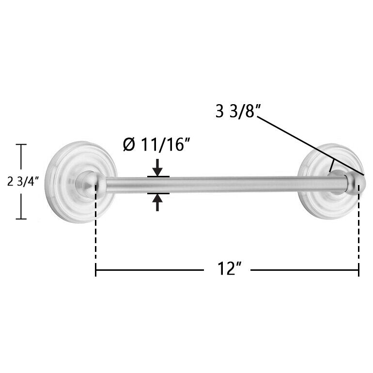 Traditional Brass Collection 12" Single Towel Bar with Regular Rose  by Emtek