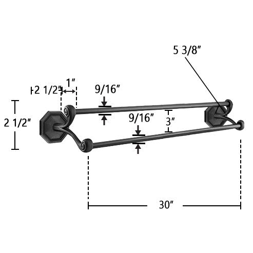 Tuscany Bronze Collection Tuscany Bronze Octagon 30" Double Towel Bar  by Emtek