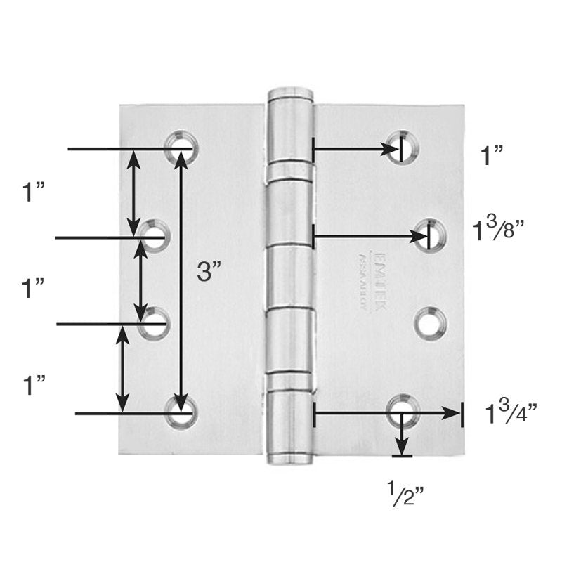 Door Hinges Collection 4" x 4" Square Heavy Duty Ball Bearing Stainless Steel Hinges (Sold In Pairs) by Emtek