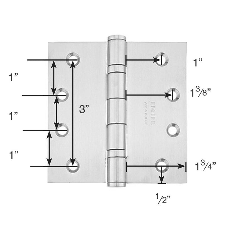 Door Hinges Collection 4" x 4" Square Heavy Duty Ball Bearing Stainless Steel Hinges (Sold In Pairs) by Emtek
