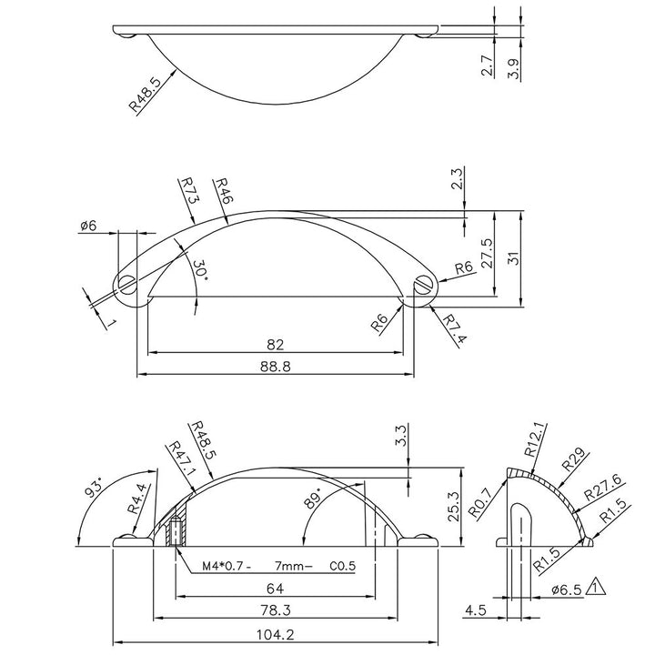 Berenson Cabinet Hardware Andante Collection 2 1/2" Centers Timeless Charm Cup Pull