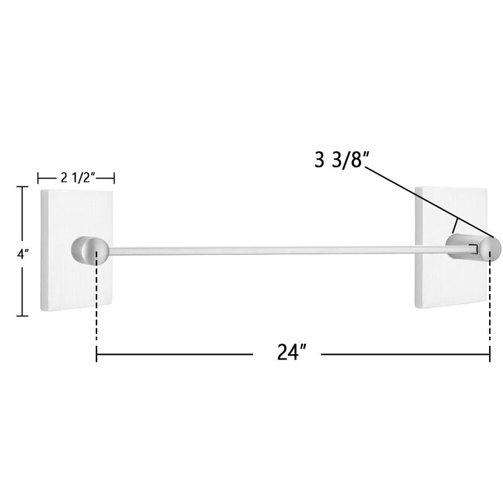 Modern Brass Collection Modern Rectangular 24" Single Towel Bar by Emtek