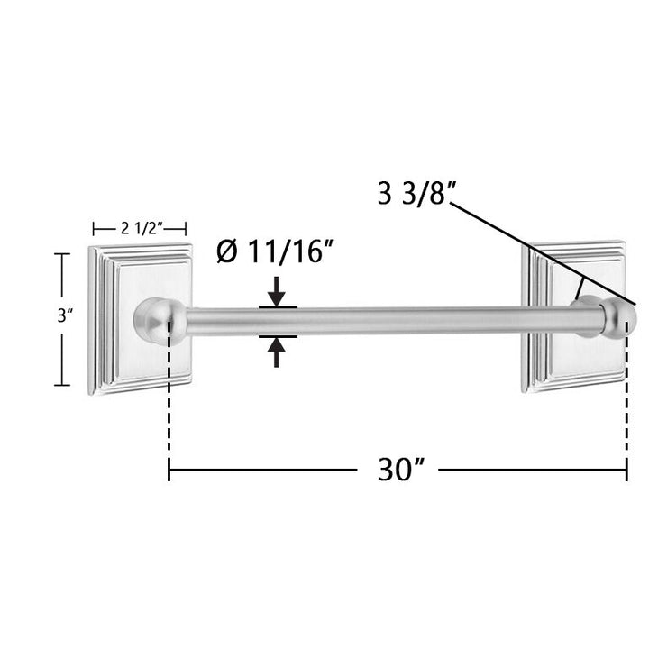 Traditional Brass Collection 30" Single Towel Bar with Wilshire Rose  by Emtek