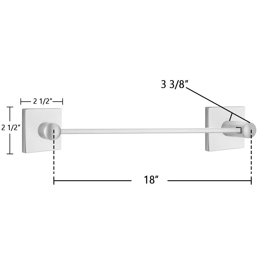 Modern Brass Collection Square 18" Single Towel Bar  by Emtek