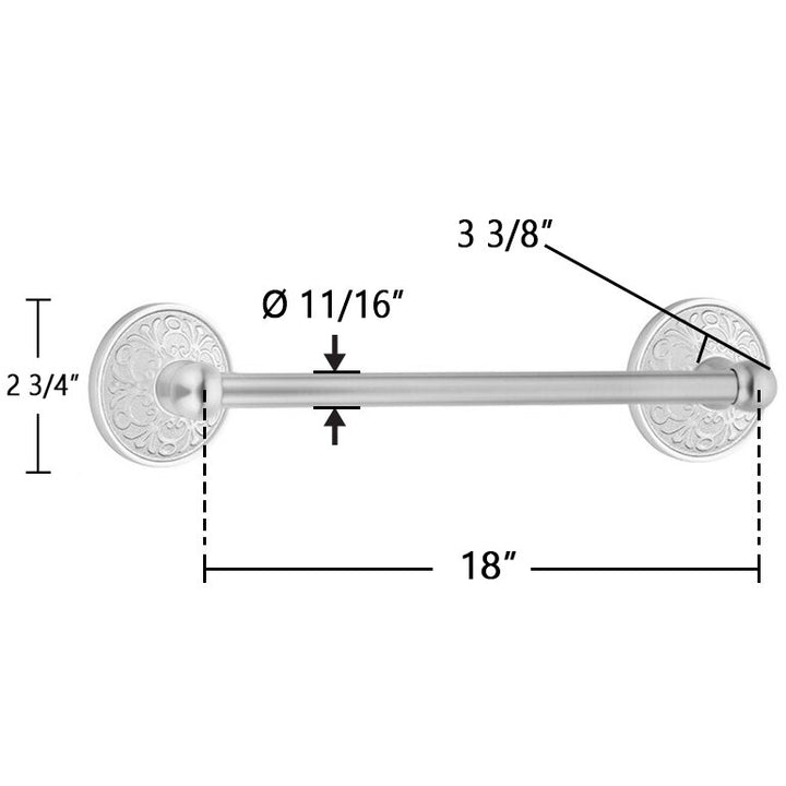 Traditional Brass Collection 18" Single Towel Bar with Lancaster Rose by Emtek