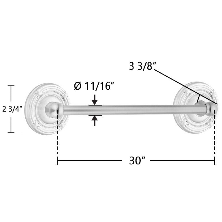Traditional Brass Collection 30" Single Towel Bar with Ribbon & Reed Rose  by Emtek