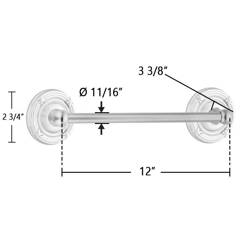 Traditional Brass Collection 12" Single Towel Bar with Ribbon & Reed Rose by Emtek