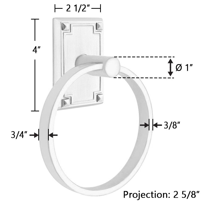 Modern Brass Collection Arts & Crafts Towel Ring  by Emtek